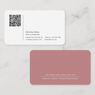 QR-Code Einfach moderne Dusty Pink Beruflich Visitenkarte