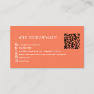 QR Code Einfach Modernes Minimales Orange Instagra Visitenkarte