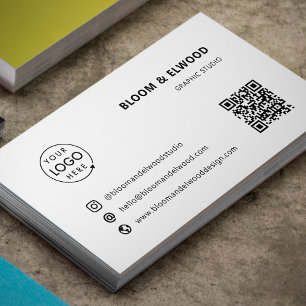 QR-Code Einfach modernes, minimales weißes Logo Visitenkarte