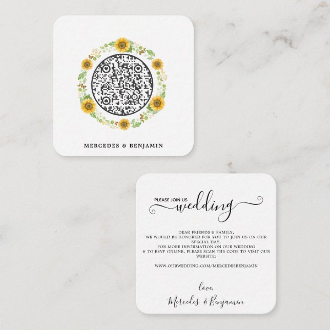 QR Code Einfache Einladung zur Hochzeit von Sonnen (Vorne/Hinten)