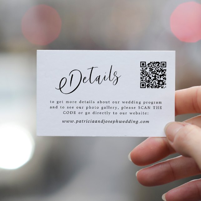 QR CODE einfache, elegante Skript Hochzeitsdetails Begleitkarte (Von Creator hochgeladen)