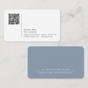 QR-Code Einfache moderne Dusty Blue Beruflich Visitenkarte