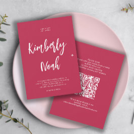 QR-Code einfache Namen Skript magenta Hochzeit Einladung