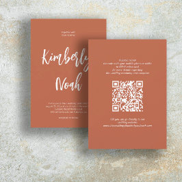 QR-Code einfache Namen Skript Terracotta Hochzeit Einladung