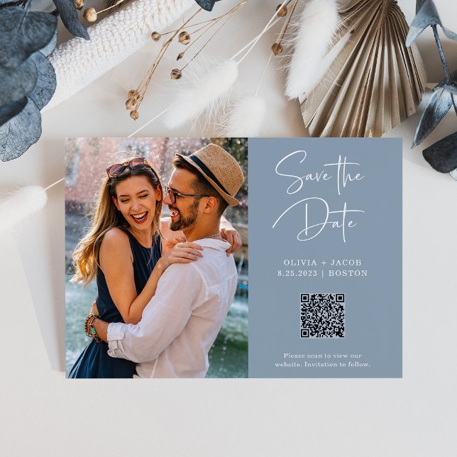 QR-Code | Einfaches und modernes Foto Save the Dat Postkarte (Von Creator hochgeladen)