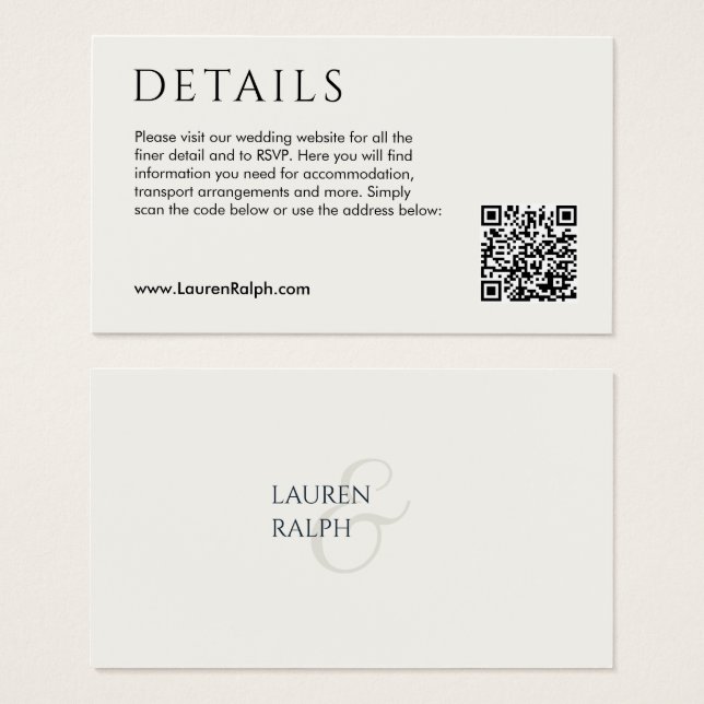 QR-Code-Einsteckkarte für Hochzeitdetails (Vorne & Hinten)