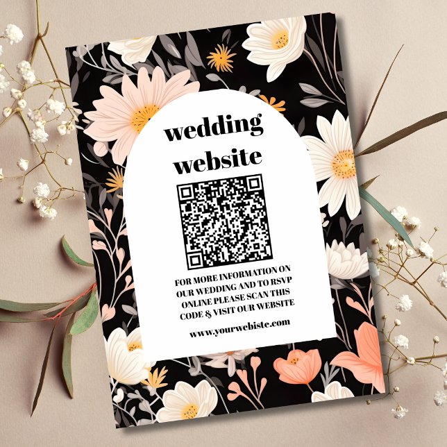 qr code Elegant Boho Wildblume Wedding Begleitkarte (Von Creator hochgeladen)