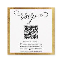 QR Code Elegant Gold Schwarz-weiß Wedding RSVP