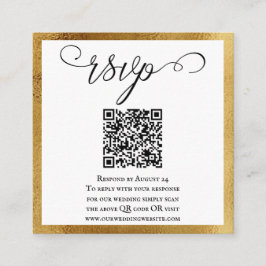 QR Code Elegant Gold Schwarz-weiß Wedding RSVP Begleitkarte