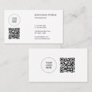 QR-Code Elegant Modern Einfache Unternehmenslogo-H Visitenkarte