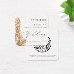 QR Code Elegant Pampas Grass Hochzeit Einladung