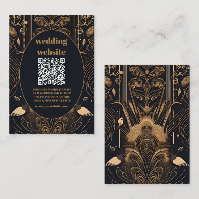 qr code Elegante Art Deco Begleitkarte (Vorne/Hinten)