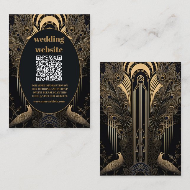 qr code Elegante Art Deco Begleitkarte (Vorne/Hinten)