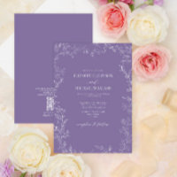 QR Code Elegante Lavender Minimal Leaf Hochzeit