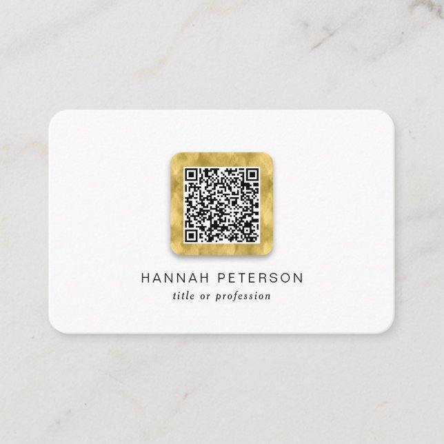 QR-Code elegante moderne Gold trendig stilvoll  Visitenkarte (Vorderseite)