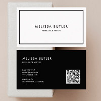 QR-Code Elegante Schwarz-Weiß-Visitenkarte