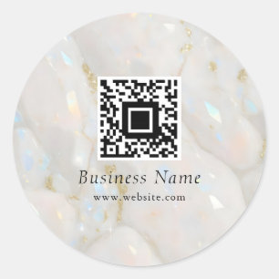 QR Code Eleganter Opal Stone Einzigartig Runder Aufkleber