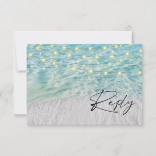 QR Code Eleganter Strandstring Lights Beach RSVP Karte