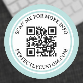 QR-Code eleganter Text hellblau, doppelter Rand Runder Aufkleber