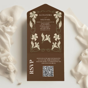 Qr Code Elegantes florales Jugendstil t Wedding All In One Einladung