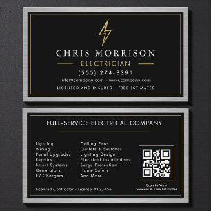 QR-Code Elektriker Elektroinstallateur Metall Visitenkarte