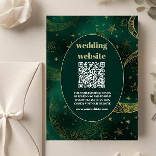 qr code Emerald Green Gold Celestial Wedding Begleitkarte