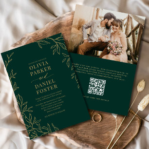QR Code Emerald Green Gold Foto Hochzeit Einladung