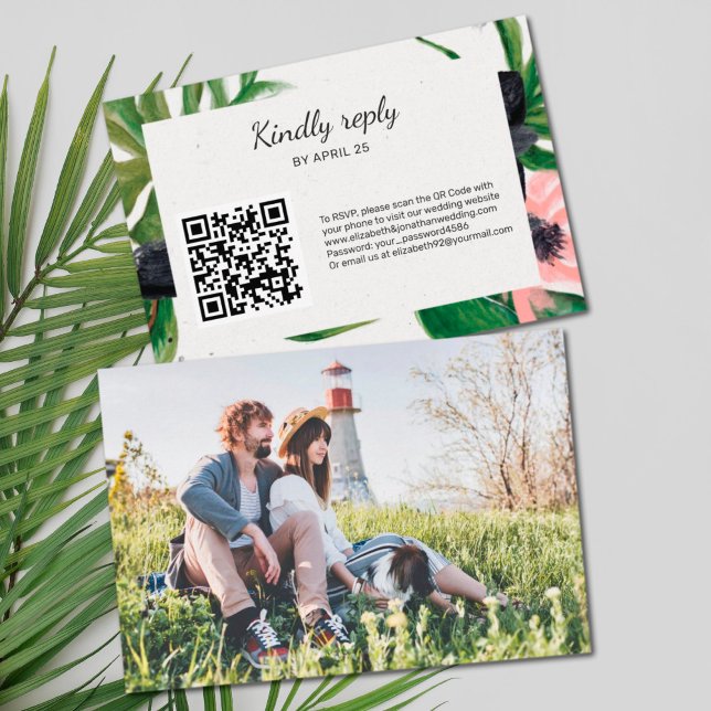 QR Code en ligne RSVP photo floral tropical mariag (Créateur téléchargé)