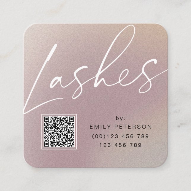 QR-Code Erweiterung für moderne chic Lashes   Quadratische Visitenkarte (Vorderseite)