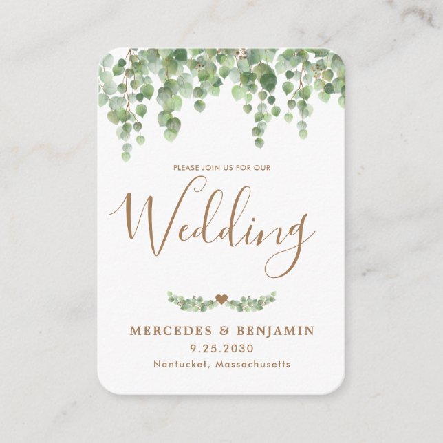 QR-Code Eukalyptus Botanische Hochzeit Einladung (Vorderseite)