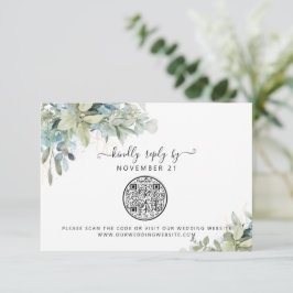 QR Code Eukalyptus Greenery Wedding RSVP Karte