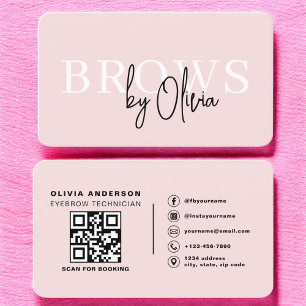 QR Code Eyebrows Brows Techniker rot Rosa Visitenkarte