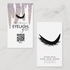 QR CODE Eyelash Girly Pink Glitzer Drift Visitenkarte