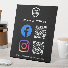 QR-Code Facebook & Instagramm | Schwarz Sockelschild