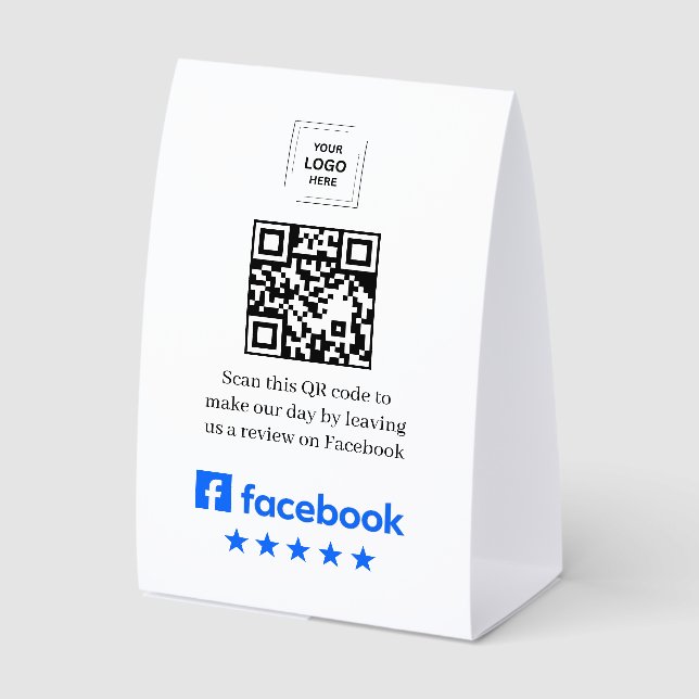 QR-Code-Facebook-Review-Tischständer-Display Tischaufsteller (Vorderseite)