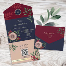 QR Code Fall Burgundy Navy Hochzeit