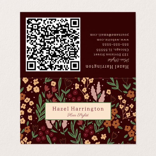 QR-Code Faltschachtel für Visitenkarten (Außenseite Aufgefaltet)