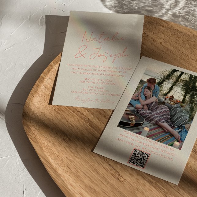 QR Code Farbige Pastel Whimsical Foto Hochzeit Einladung (Von Creator hochgeladen)