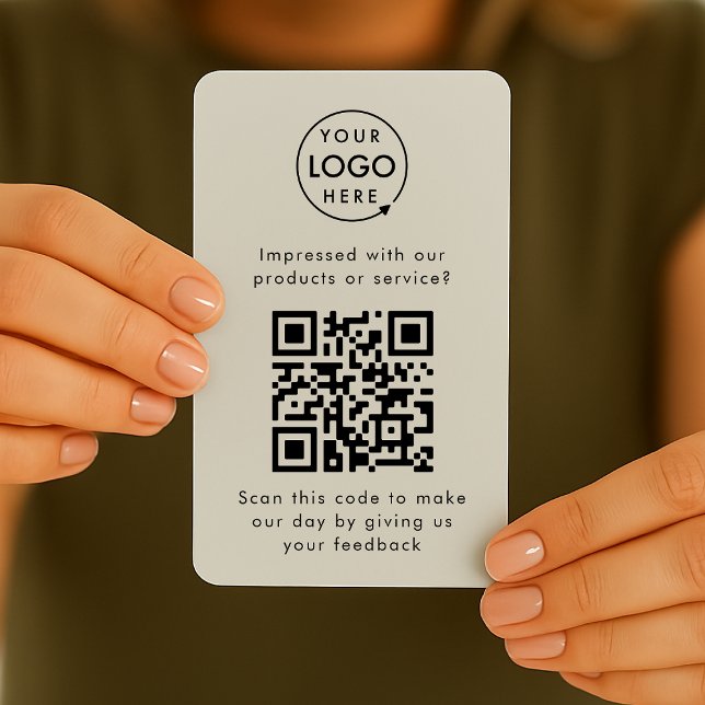QR Code Feedback Berufliche Kundenbewertung Grau Visitenkarte (Customer feedback template with interactive QR code for small business customer retention.)