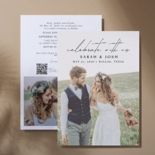 QR-Code feiert mit 2 Foto Hochzeit bei uns Ankündigung