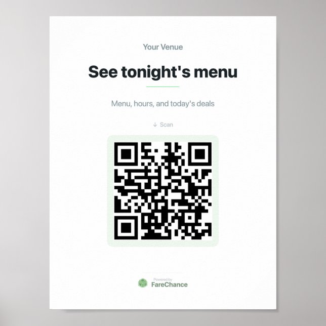 QR-Code-Fensterschild für Restaurants und Geschäft Poster (Vorne)