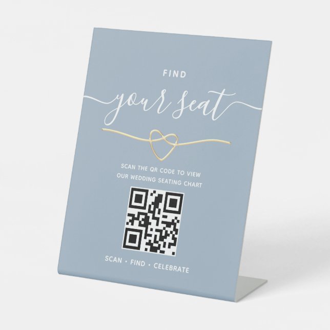 QR-Code Finde Deinen Platz Hochzeit Sockelschild (Vorderseite)
