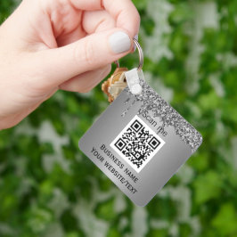 QR-Code-Firmenlogo Berufliches Silber Schlüsselanhänger