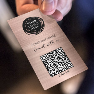 QR-Code Firmenlogo Blush Pink Visitenkarte