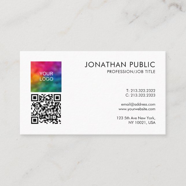 QR-Code Firmenlogo Hier Personalisiert Visitenkarte (Vorderseite)