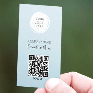 QR-Code-Firmenlogo Leuchtblau Visitenkarte