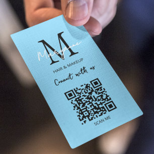 QR-Code-Firmenlogo Leuchtblau Visitenkarte