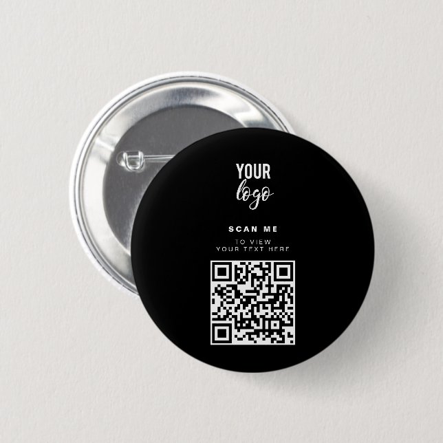 QR-Code-Firmenlogo Minimalistisches Firmenlogo Button (Vorne & Hinten)