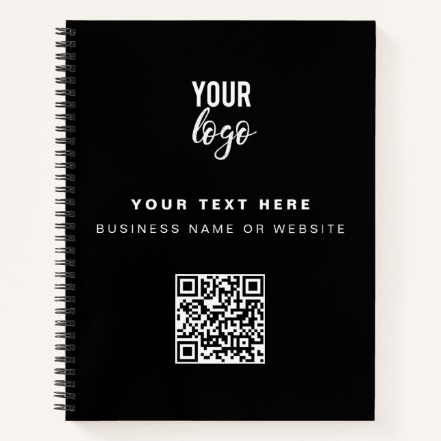 QR-Code-Firmenlogo Minimalistisches Firmenlogo Notizbuch (Vorderseite)