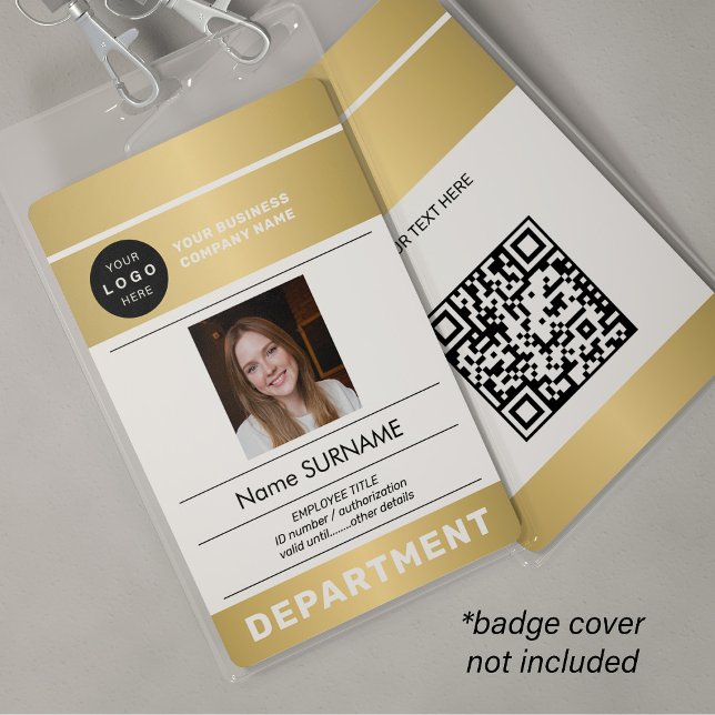 QR-Code Firmenlogo Mitarbeiterfoto goldene ID Ausweis (Von Creator hochgeladen)